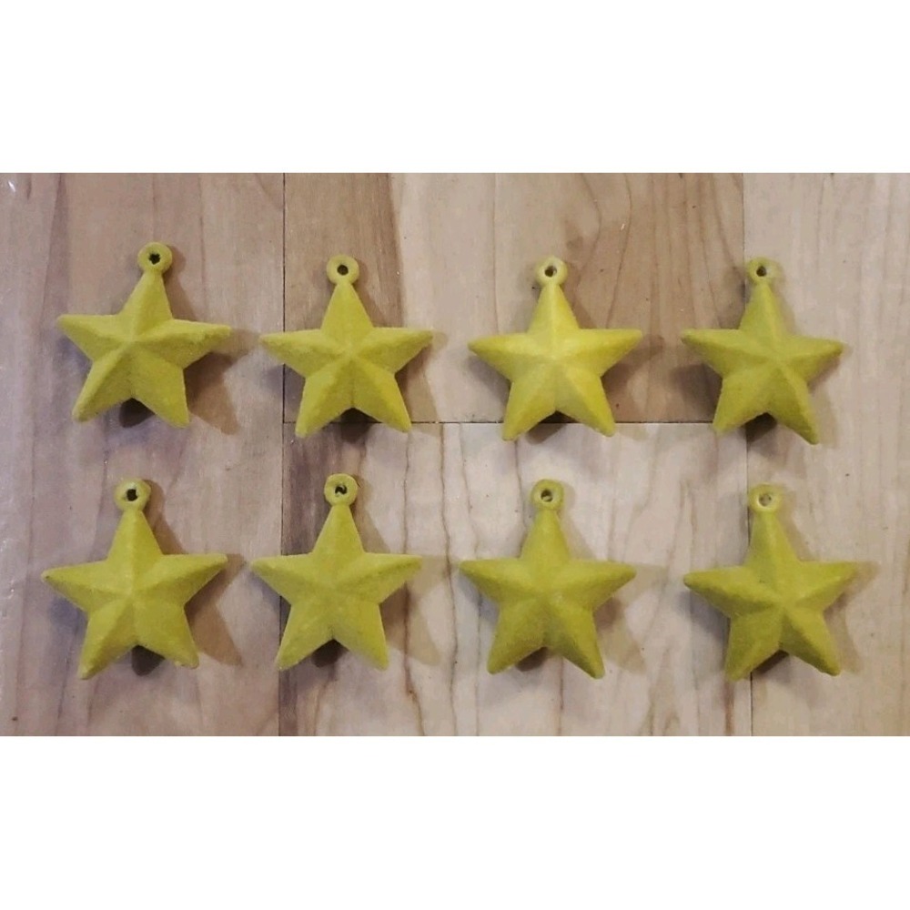 Mini Flocked Star Ornaments 1.75 inch Yellow Velvet Christmas Craft Blank 8pc